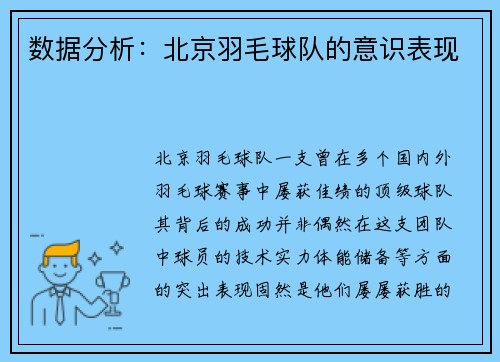 数据分析：北京羽毛球队的意识表现
