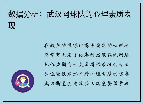数据分析:武汉网球队的心理素质表现